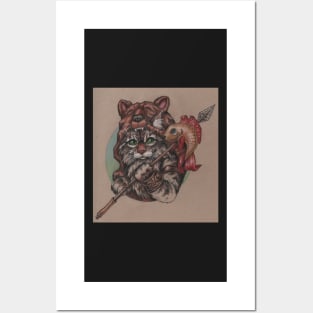 Viking Cat Bear (with fish) Posters and Art